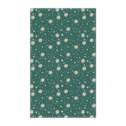 Daisy Dot Teal Tea Towel with hand - drawn artwork - Flourish Moon Studio