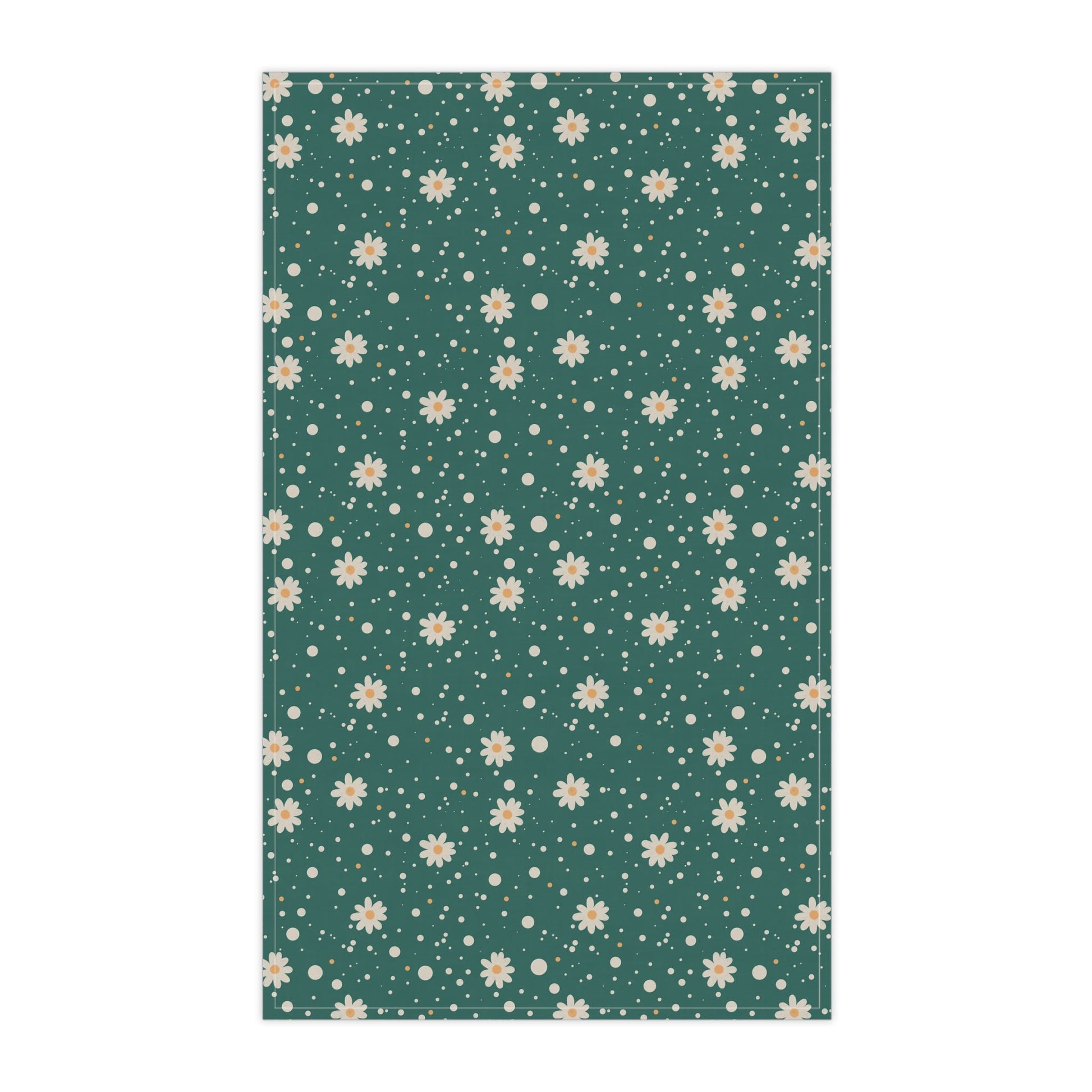Daisy Dot Teal Tea Towel with hand - drawn artwork - Flourish Moon Studio