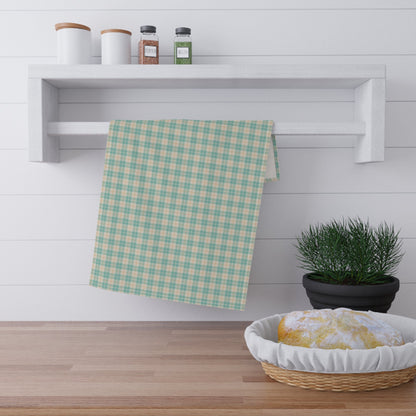 Daisy Tartan Matching Tea Towel with hand - drawn artwork - Flourish Moon Studio