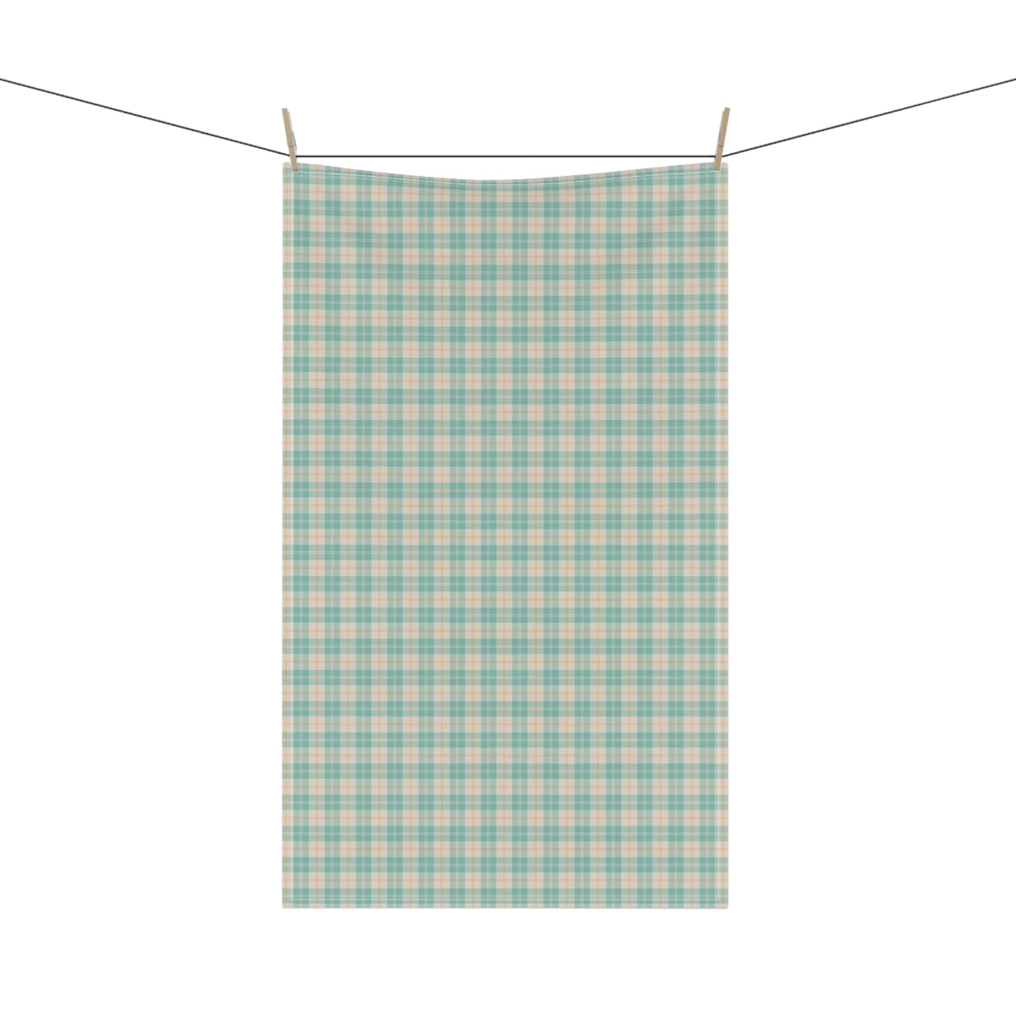 Daisy Tartan Matching Tea Towel with hand - drawn artwork - Flourish Moon Studio