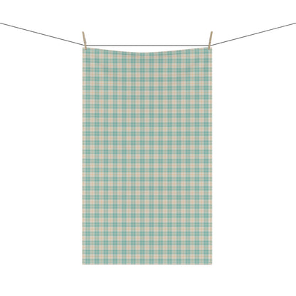 Daisy Tartan Matching Tea Towel with hand - drawn artwork - Flourish Moon Studio