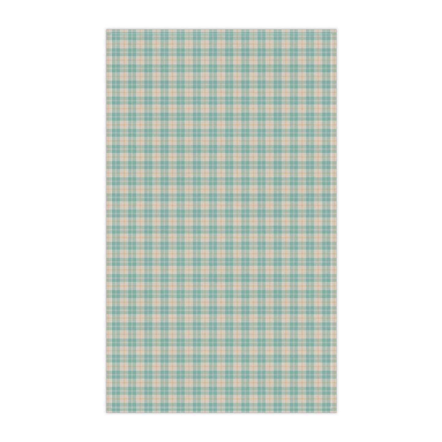 Daisy Tartan Matching Tea Towel with hand - drawn artwork - Flourish Moon Studio