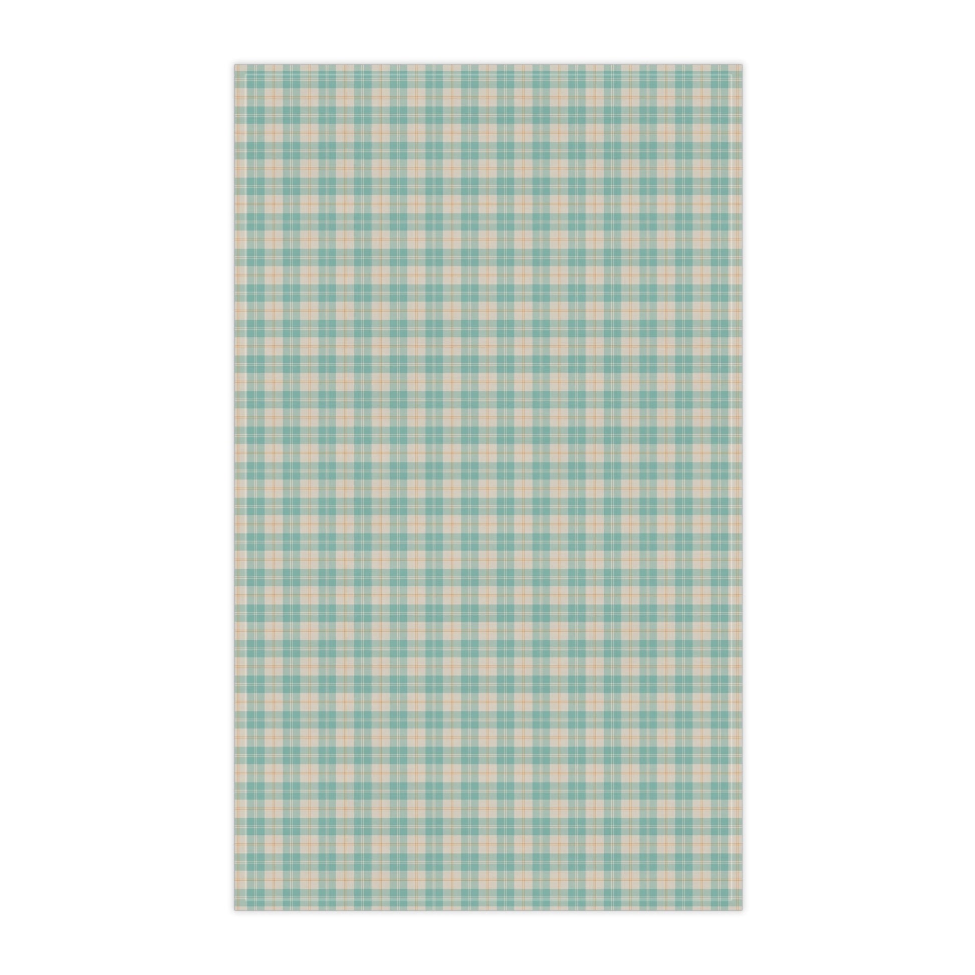 Daisy Tartan Matching Tea Towel with hand - drawn artwork - Flourish Moon Studio