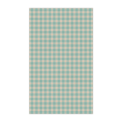 Daisy Tartan Matching Tea Towel with hand - drawn artwork - Flourish Moon Studio