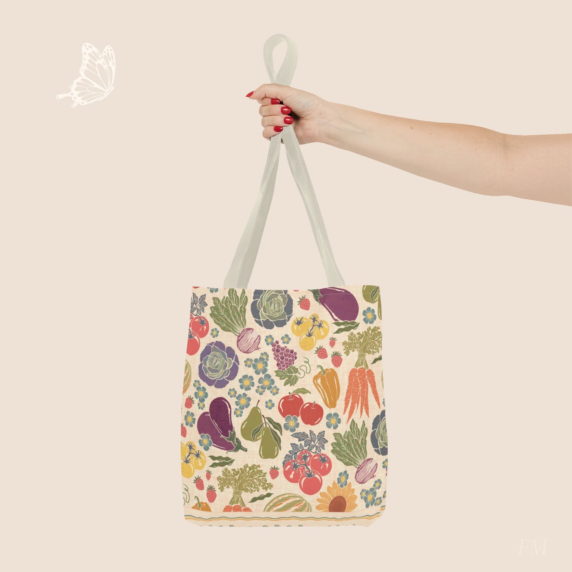 Farmers Market Bloom & Harvest Day Tote with hand drawn artwork - Flourish Moon Studio