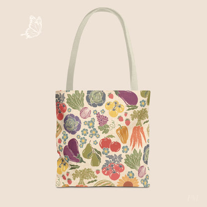 Farmers Market Bloom & Harvest Day Tote with hand drawn artwork - Flourish Moon Studio