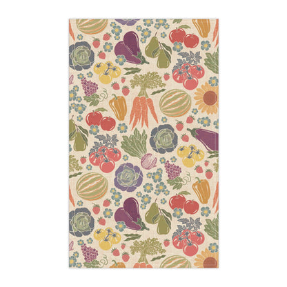 Farmers Market Bloom & Harvest Tea Towel with hand drawn artwork - Flourish Moon Studio