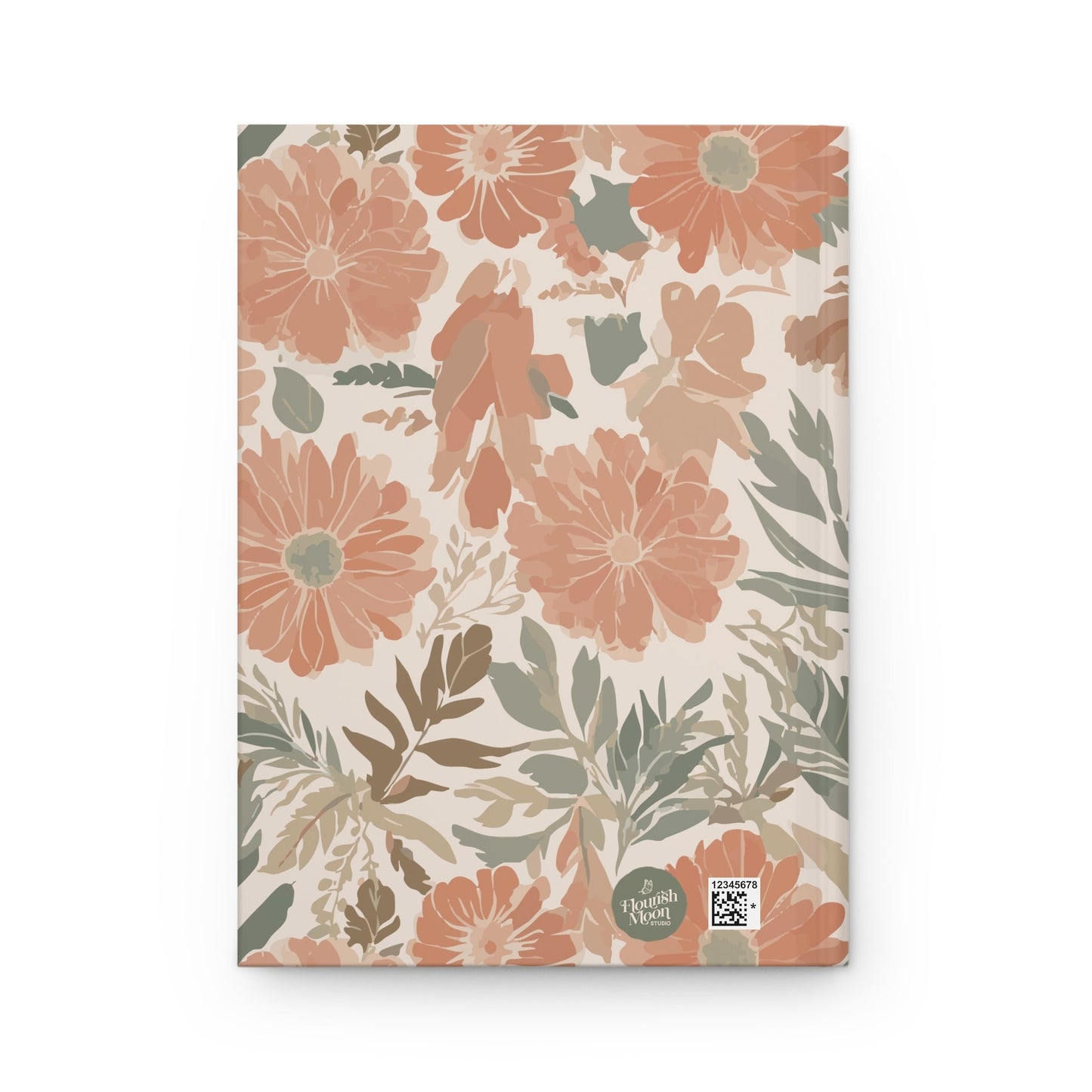 Floral Serenade Hardcover Journal with hand - drawn artwork - Flourish Moon Studio