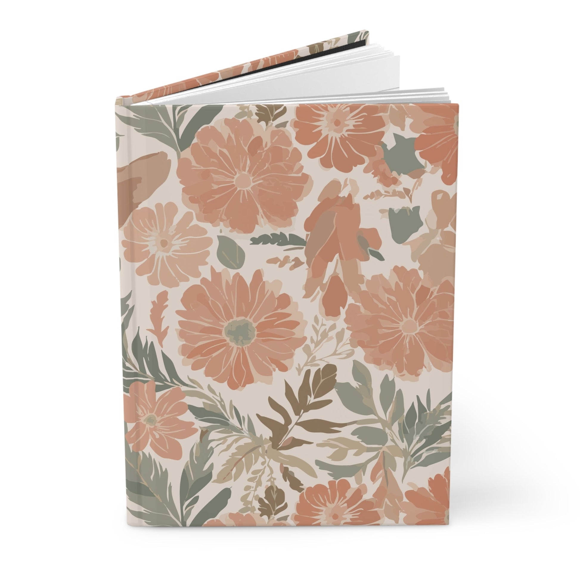 Floral Serenade Hardcover Journal with hand - drawn artwork - Flourish Moon Studio