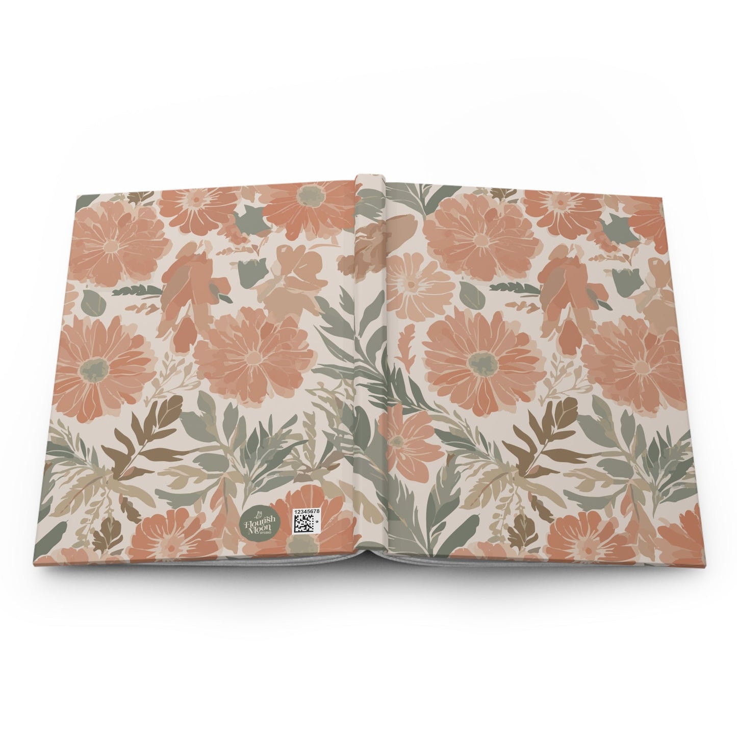 Floral Serenade Hardcover Journal with hand - drawn artwork - Flourish Moon Studio