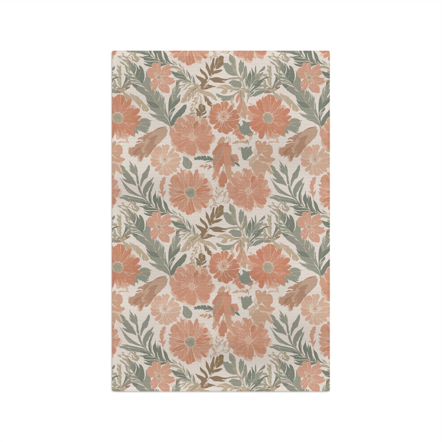 Floral Serenade Microfiber Waffle Kitchen Towel with hand - drawn artwork - Flourish Moon Studio