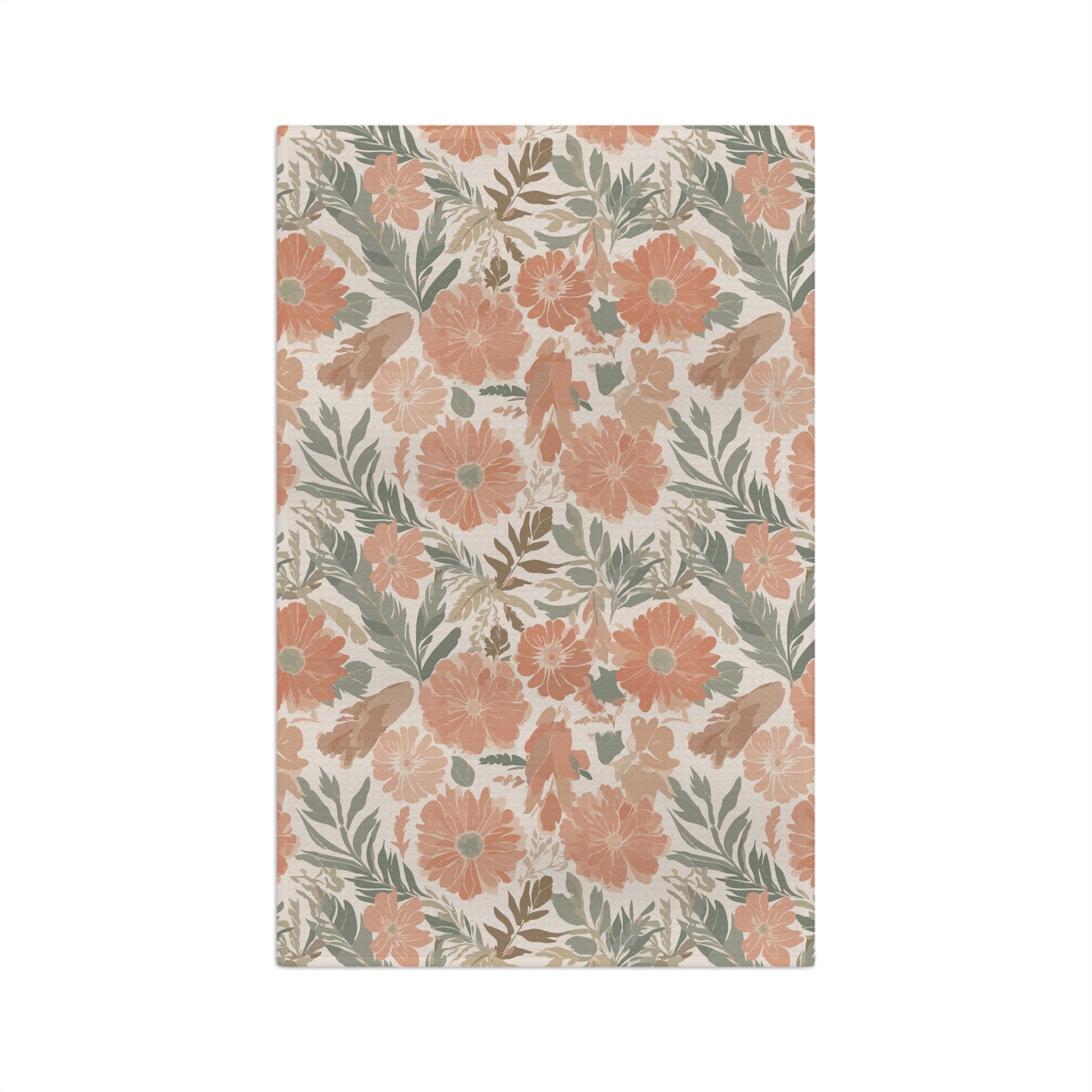 Floral Serenade Microfiber Waffle Kitchen Towel with hand - drawn artwork - Flourish Moon Studio