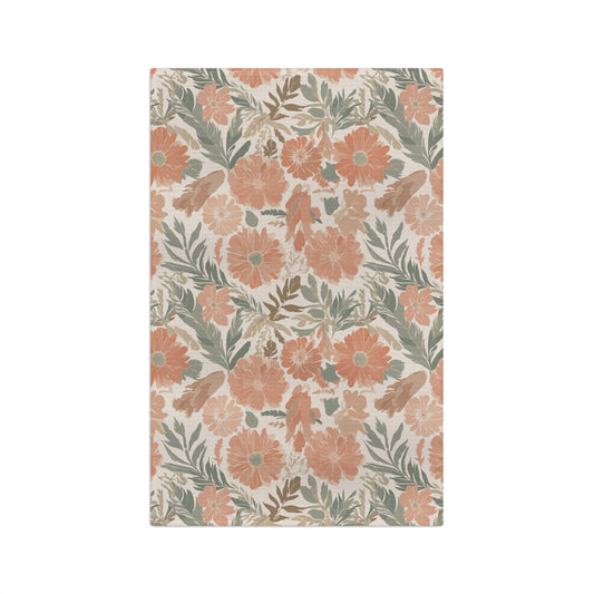 Floral Serenade Microfiber Waffle Kitchen Towel with hand - drawn artwork - Flourish Moon Studio