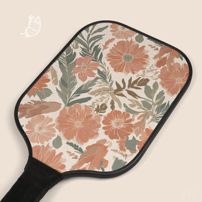 Floral Serenade Pickleball Paddles Set with hand drawn artwork - Flourish Moon Studio