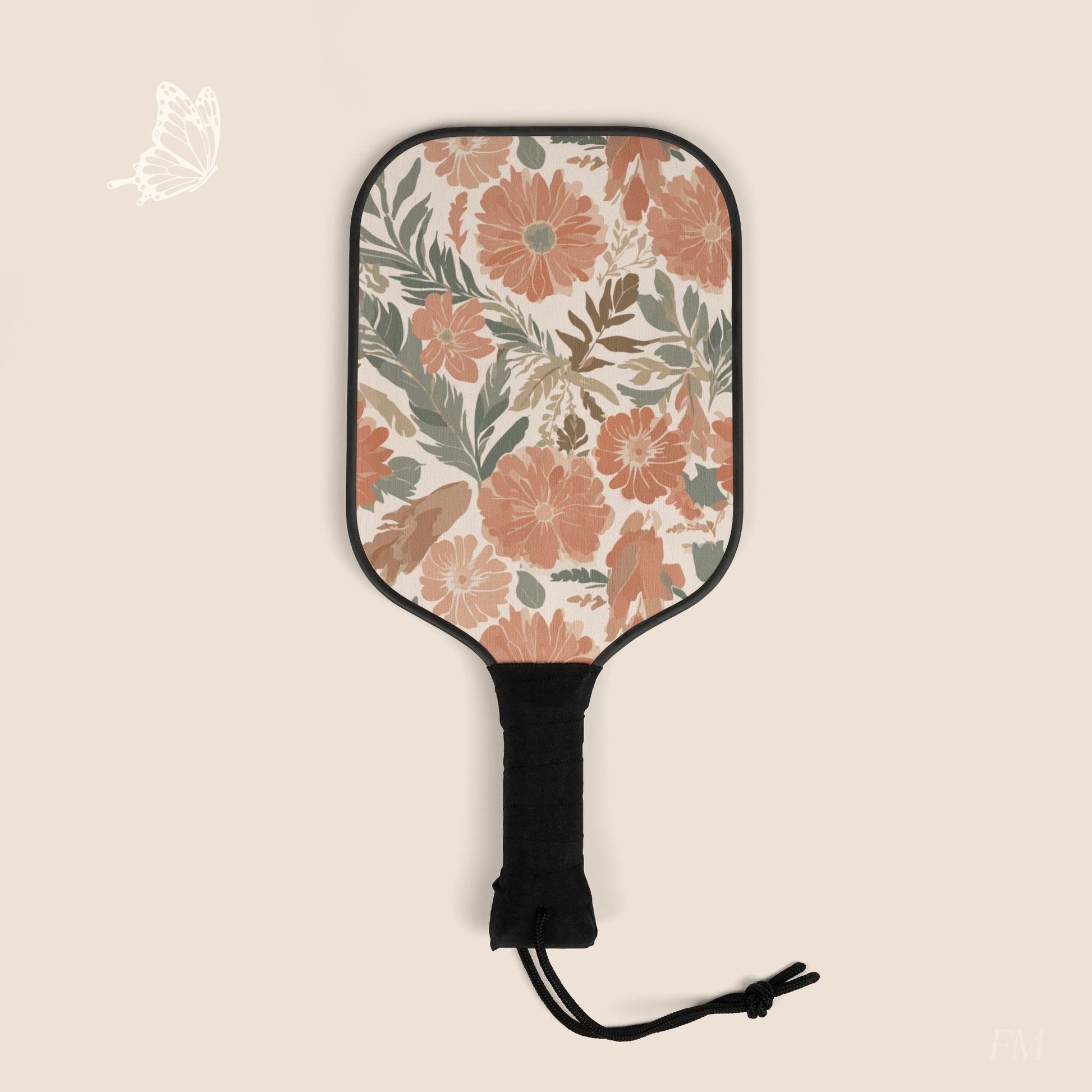 Floral Serenade Pickleball Paddles Set with hand drawn artwork - Flourish Moon Studio
