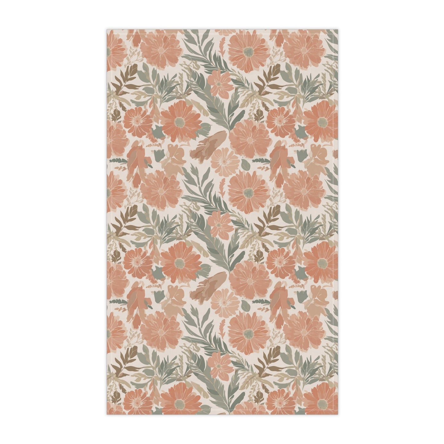 Floral Serenade Tea Towel with hand - drawn artwork - Flourish Moon Studio