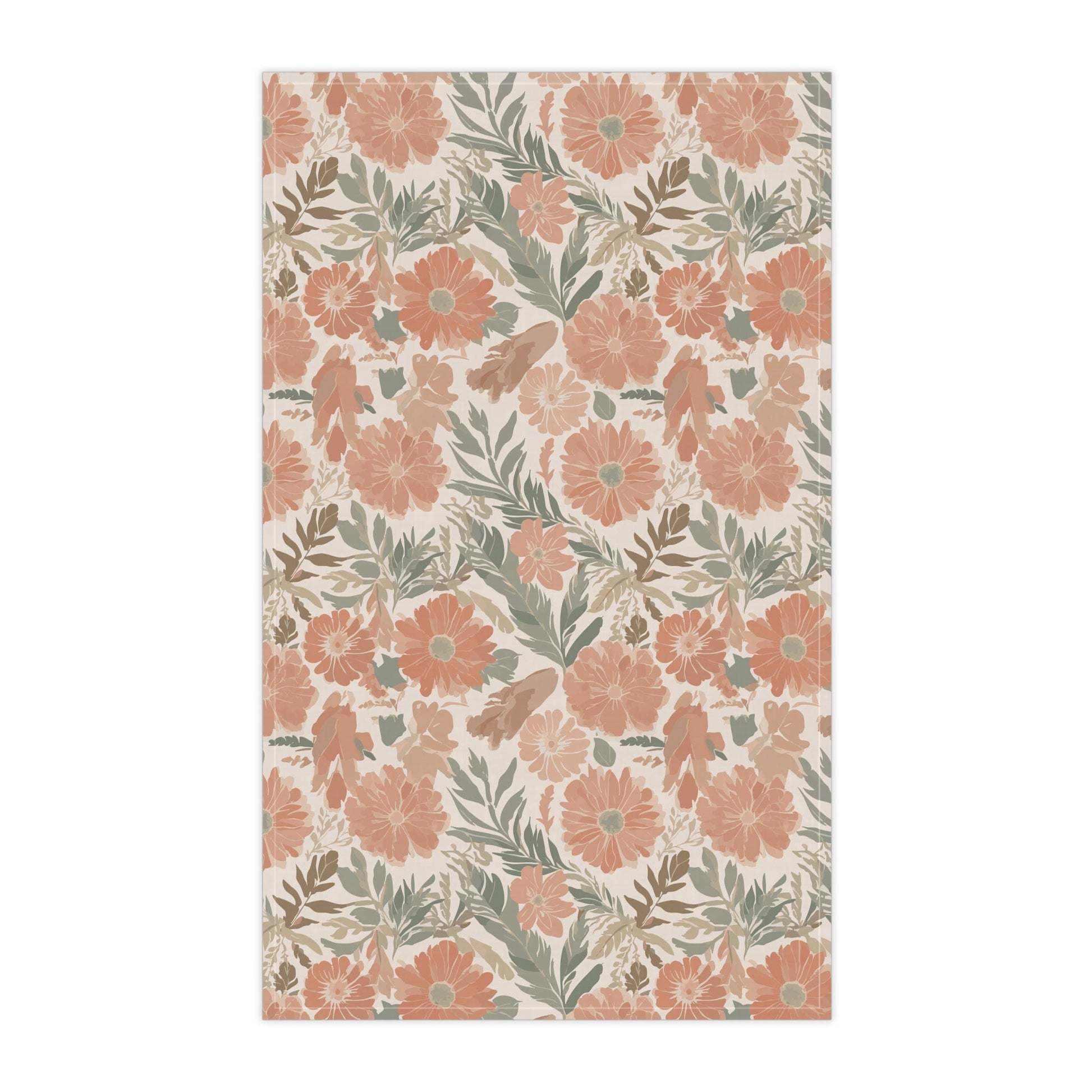 Floral Serenade Tea Towel with hand - drawn artwork - Flourish Moon Studio