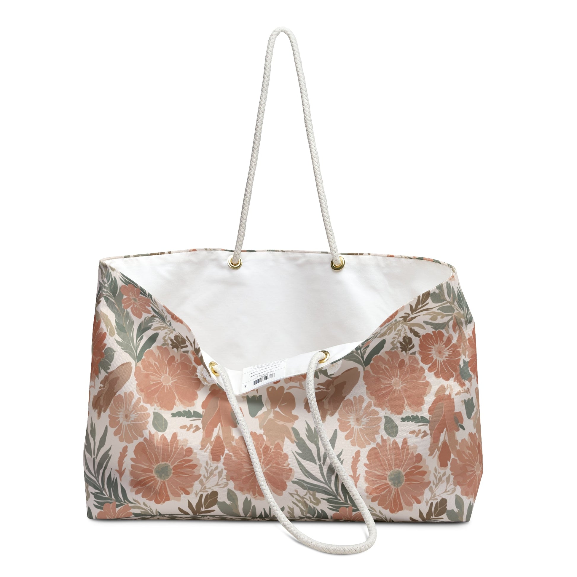 Floral Serenade Weekender Bag with hand - drawn artwork - Flourish Moon Studio