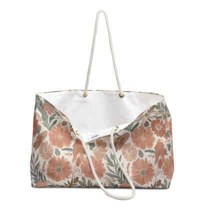 Floral Serenade Weekender Bag with hand - drawn artwork - Flourish Moon Studio