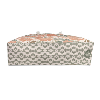 Floral Serenade Weekender Bag with hand - drawn artwork - Flourish Moon Studio