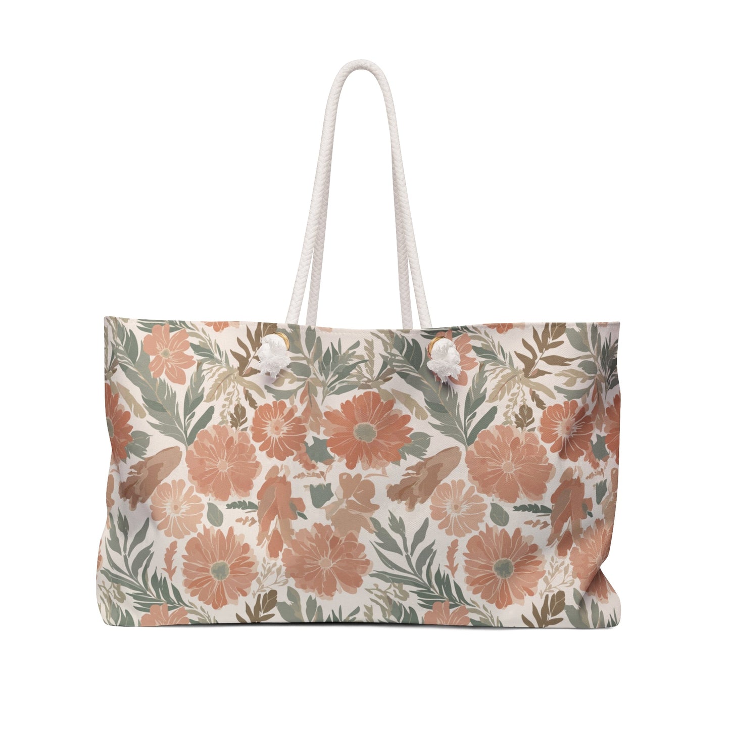 Floral Serenade Weekender Bag with hand - drawn artwork - Flourish Moon Studio