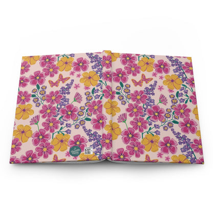 Garden Gala Day Hardcover Journal with hand - drawn artwork - Flourish Moon Studio