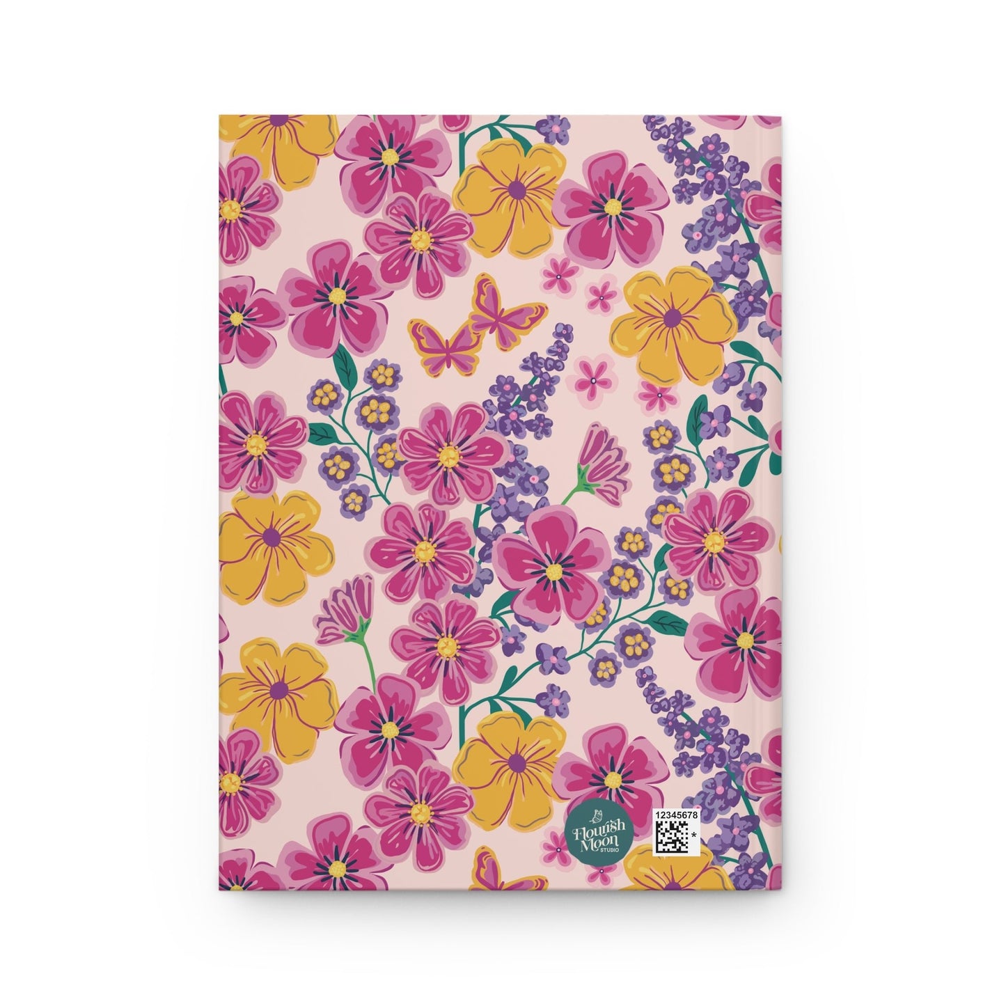 Garden Gala Day Hardcover Journal with hand - drawn artwork - Flourish Moon Studio