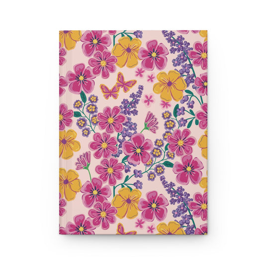 Garden Gala Day Hardcover Journal with hand - drawn artwork - Flourish Moon Studio