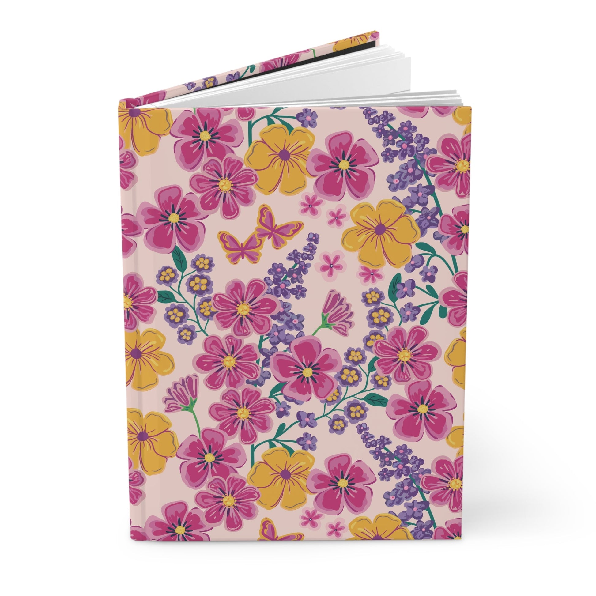Garden Gala Day Hardcover Journal with hand - drawn artwork - Flourish Moon Studio