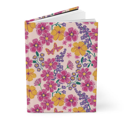 Garden Gala Day Hardcover Journal with hand - drawn artwork - Flourish Moon Studio