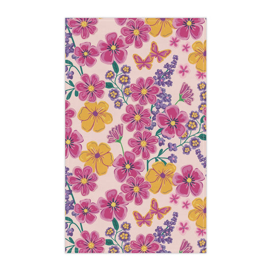 Garden Gala Day Tea Towel with hand - drawn artwork - Flourish Moon Studio