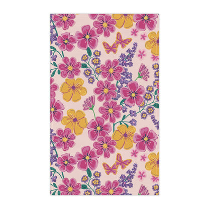 Garden Gala Day Tea Towel with hand - drawn artwork - Flourish Moon Studio