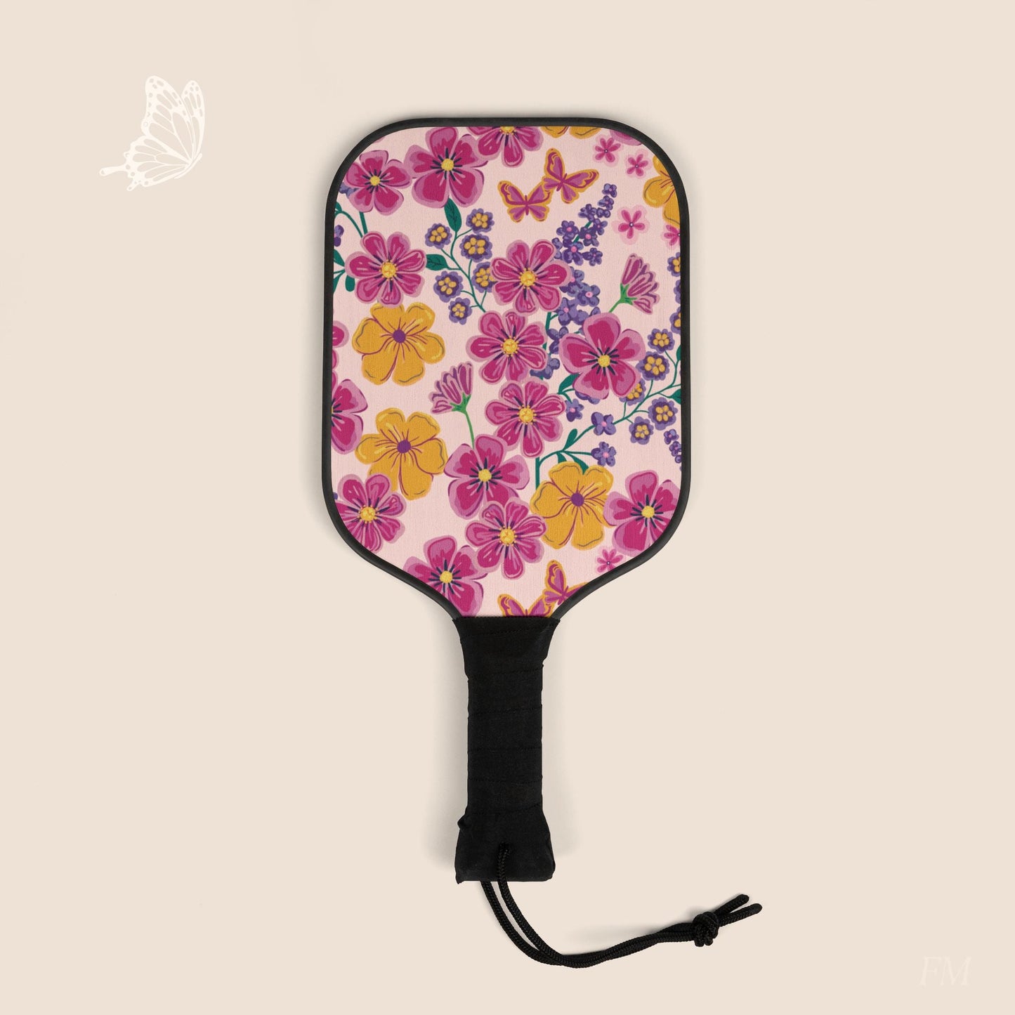 Garden Gala Floral Pickleball Paddles Set with hand drawn artwork - Flourish Moon Studio