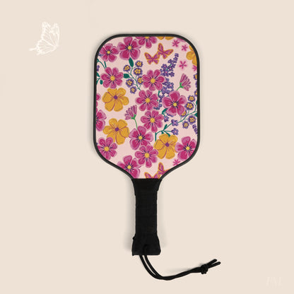 Garden Gala Floral Pickleball Paddles Set with hand drawn artwork - Flourish Moon Studio