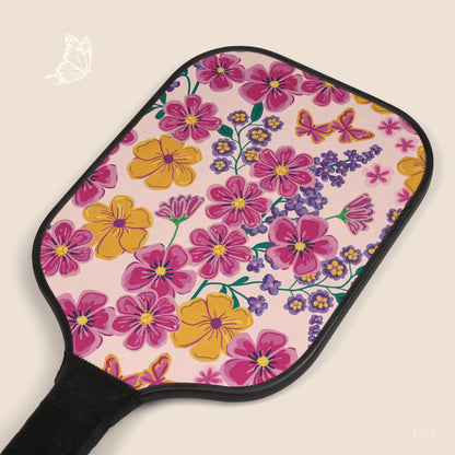 Garden Gala Floral Pickleball Paddles Set with hand drawn artwork - Flourish Moon Studio