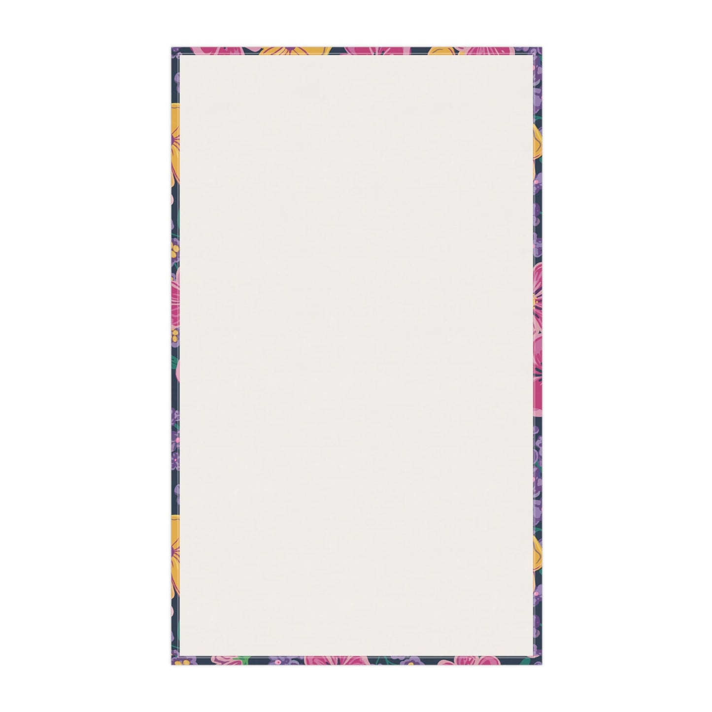 Garden Gala Midnight Tea Towel with hand - drawn artwork - Flourish Moon Studio
