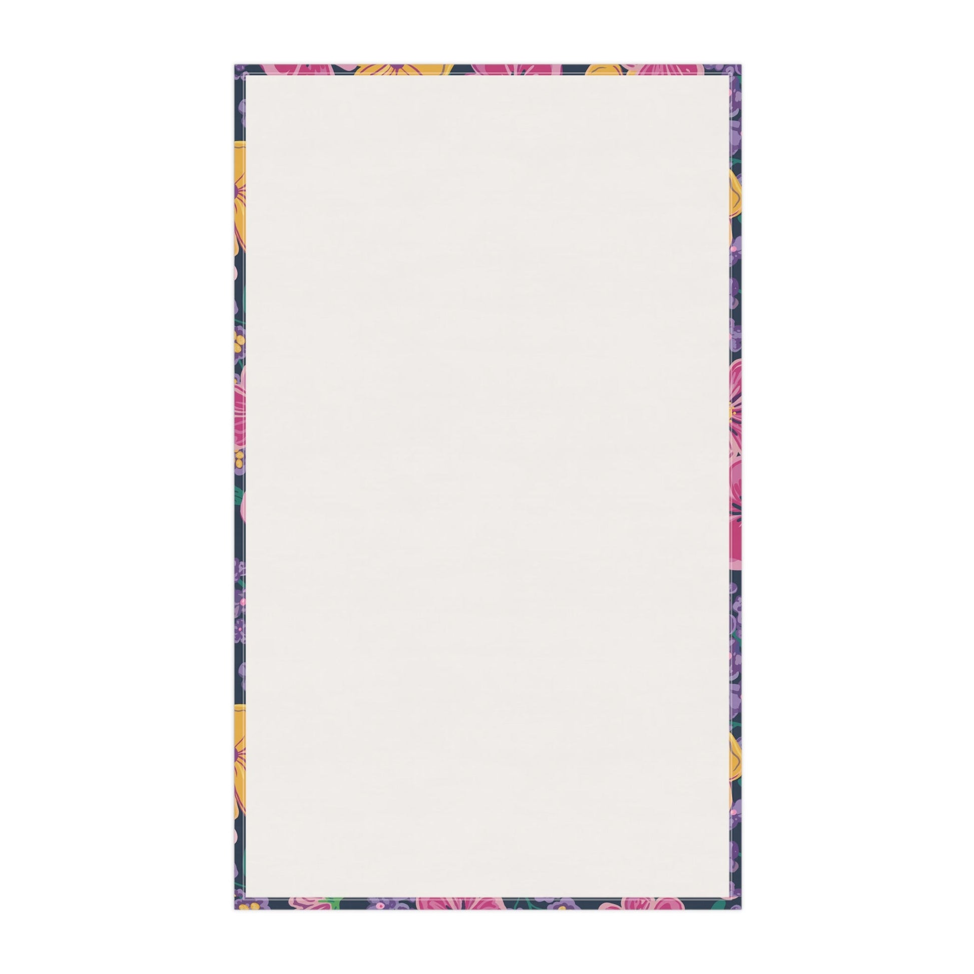 Garden Gala Midnight Tea Towel with hand - drawn artwork - Flourish Moon Studio