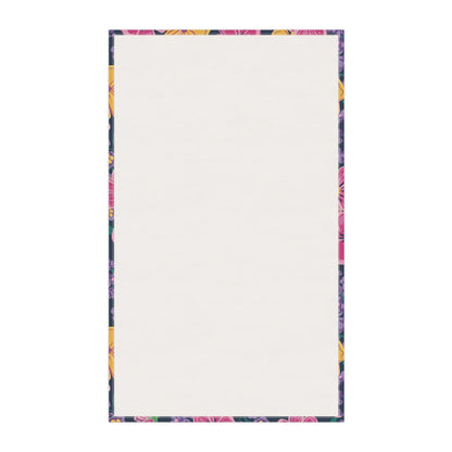 Garden Gala Midnight Tea Towel with hand - drawn artwork - Flourish Moon Studio