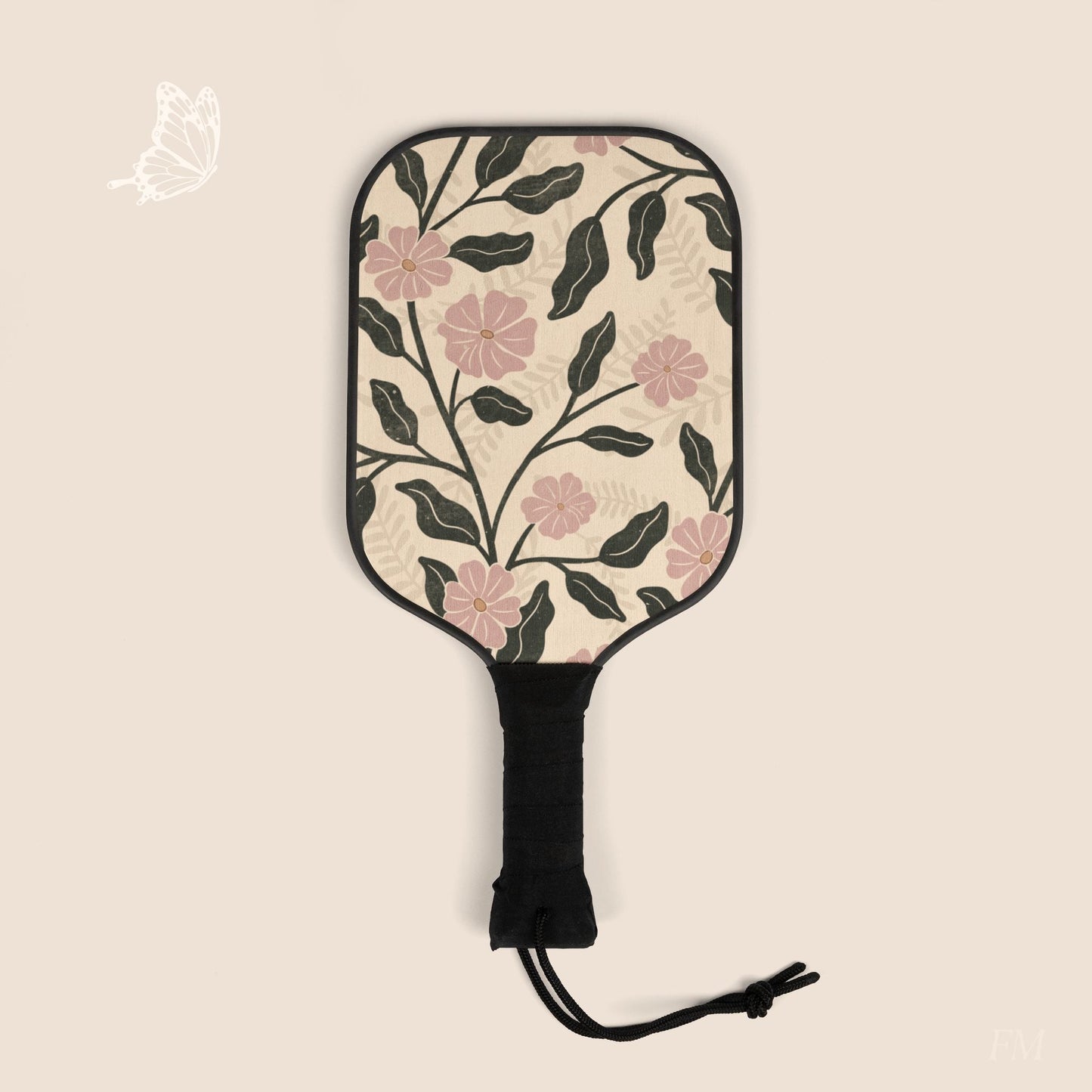 Garden Lane Floral Pickleball Paddles Set with hand drawn artwork - Flourish Moon Studio