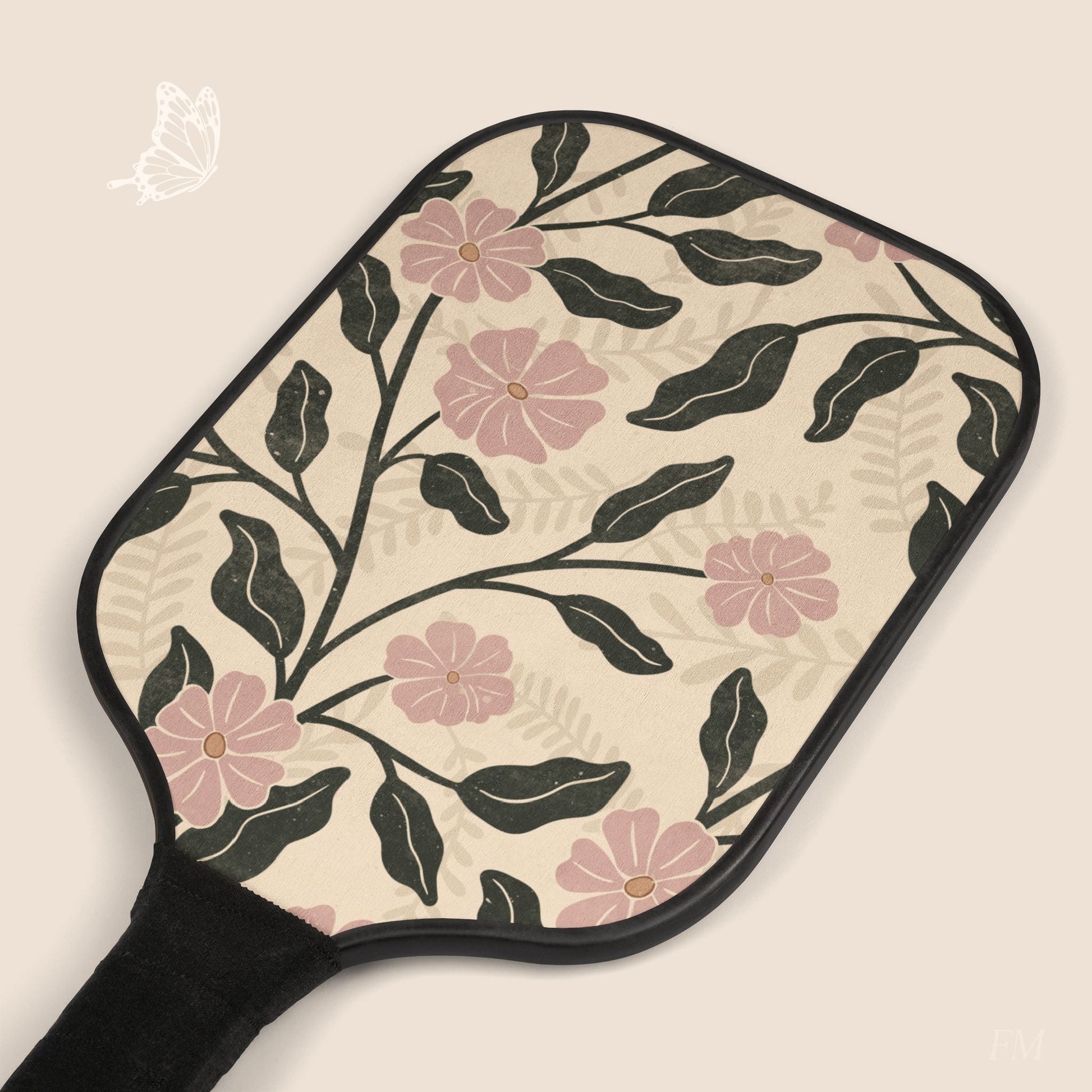 Garden Lane Floral Pickleball Paddles Set with hand drawn artwork - Flourish Moon Studio