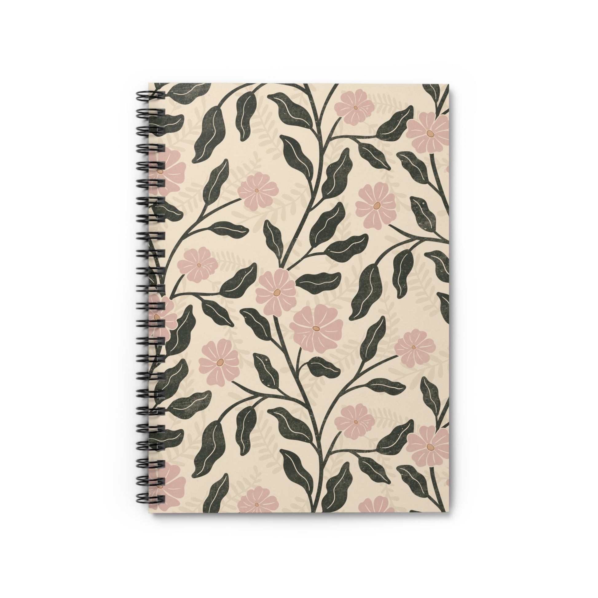 Garden Lane Floral Spiral Notebook with hand - drawn artwork - Flourish Moon Studio