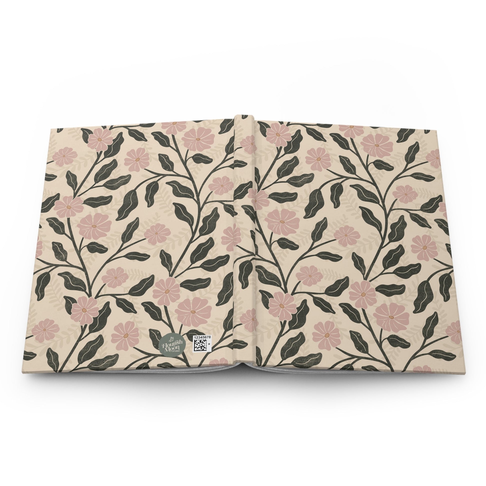 Garden Lane Hardcover Journal with hand - drawn artwork - Flourish Moon Studio