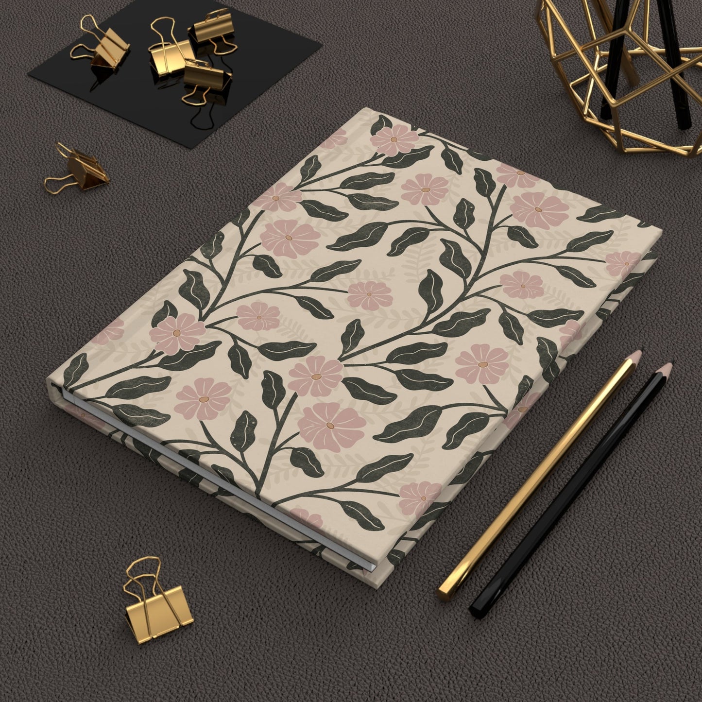Garden Lane Hardcover Journal with hand - drawn artwork - Flourish Moon Studio