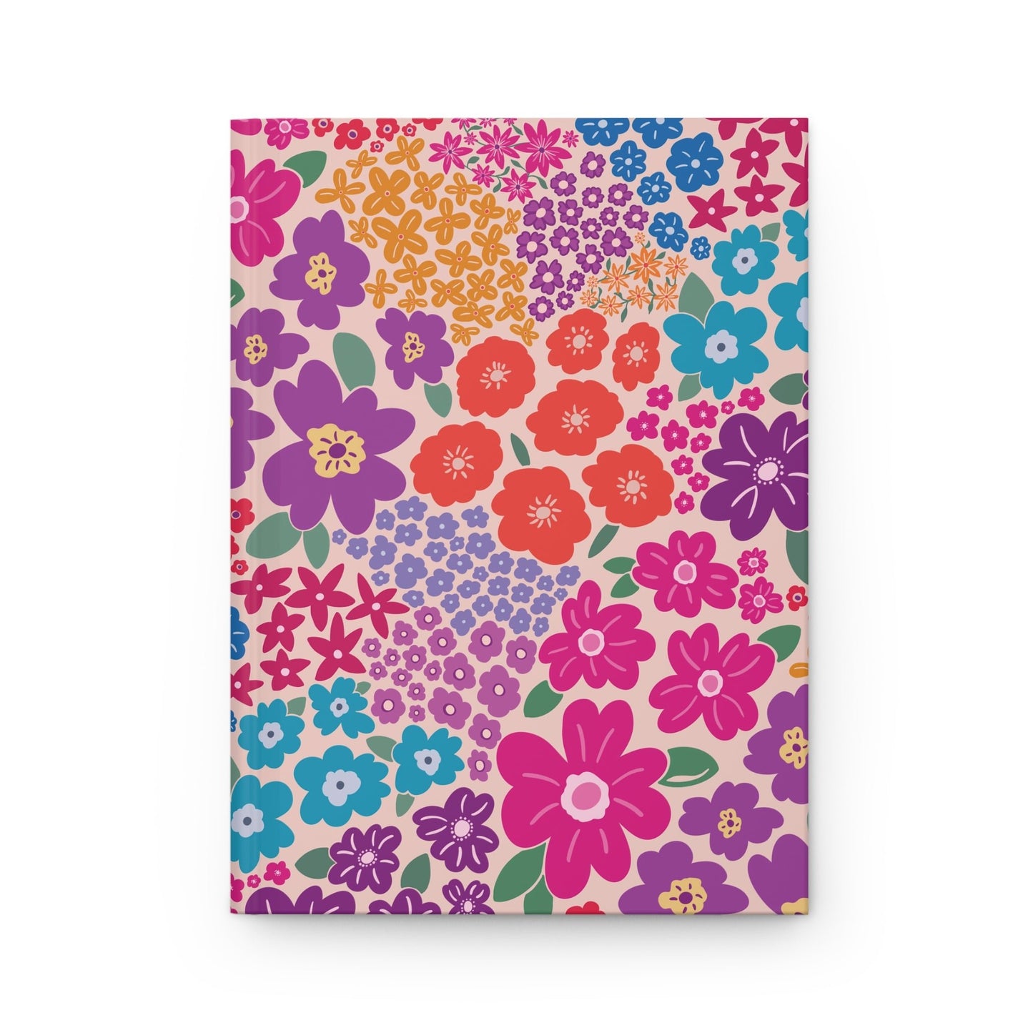 Garden Whimsy Floral in Bright Multicolor Hardcover Journal with hand - drawn artwork - Flourish Moon Studio