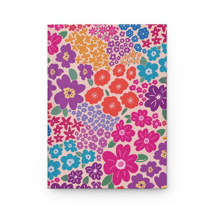 Garden Whimsy Floral in Bright Multicolor Hardcover Journal with hand - drawn artwork - Flourish Moon Studio