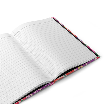 Garden Whimsy Floral in Bright Multicolor Hardcover Journal with hand - drawn artwork - Flourish Moon Studio