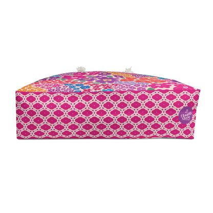 Garden Whimsy Floral in Bright Multicolor Weekender Bag with hand - drawn artwork - Flourish Moon Studio