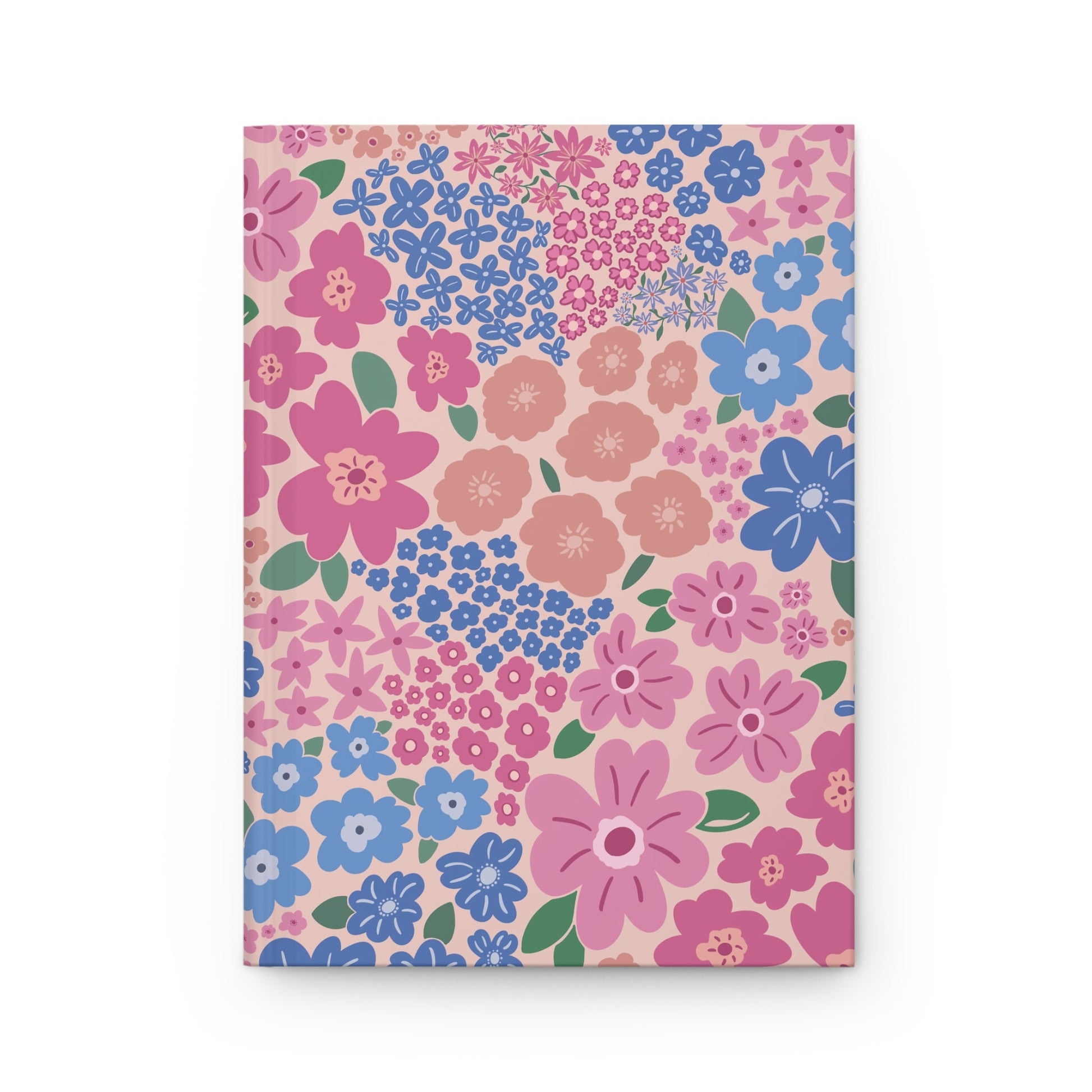 Garden Whimsy Floral in Cottage Pinks Hardcover Journal with hand - drawn artwork - Flourish Moon Studio