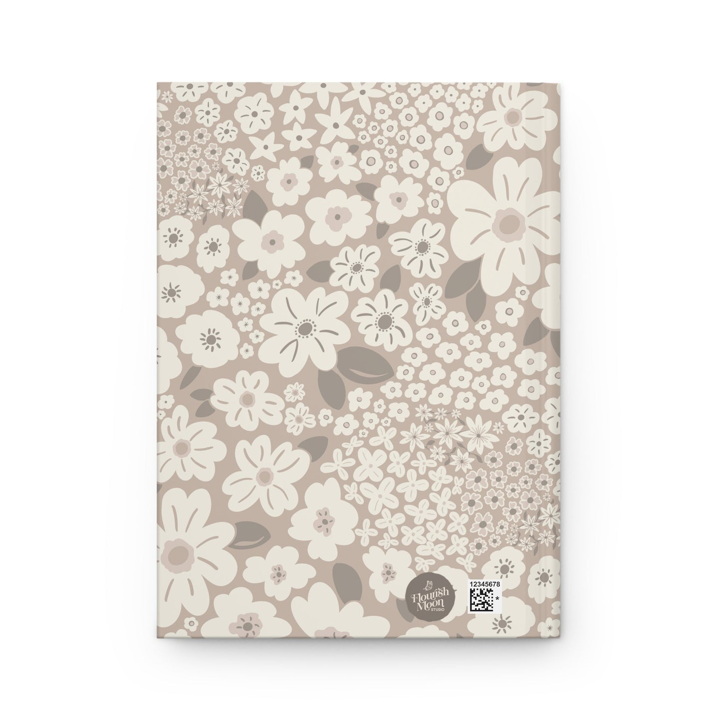 Garden Whimsy Floral in Mushroom Hardcover Journal with hand - drawn artwork - Flourish Moon Studio