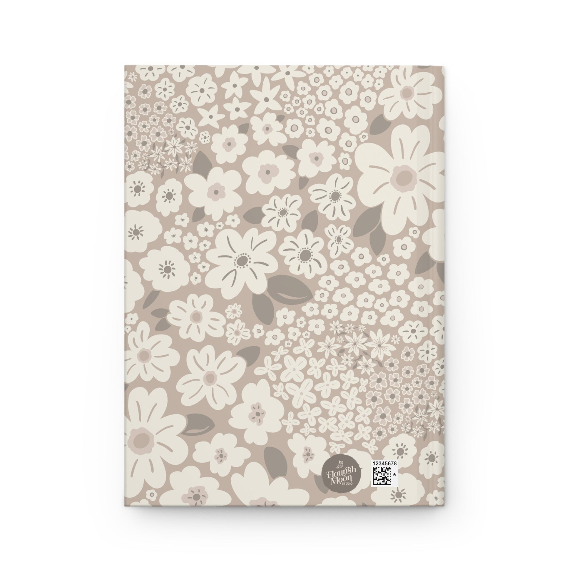 Garden Whimsy Floral in Mushroom Hardcover Journal with hand - drawn artwork - Flourish Moon Studio